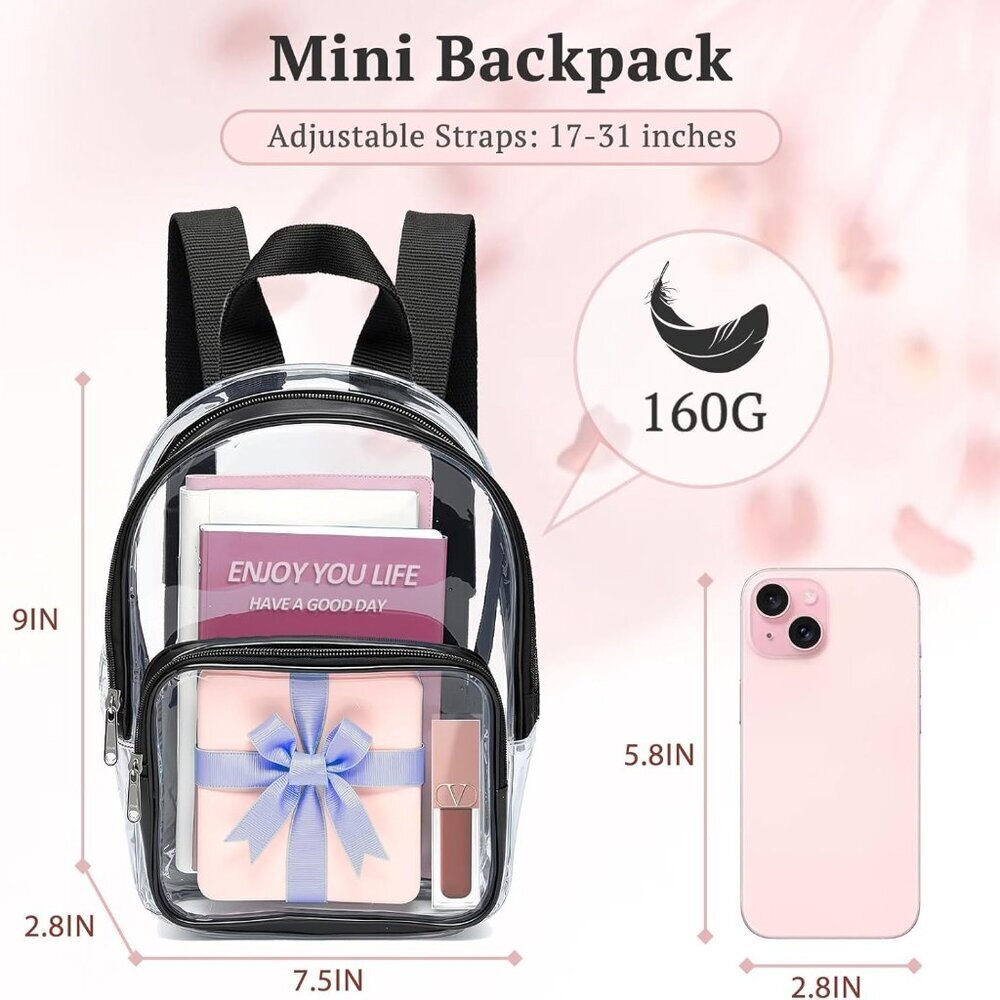 Mini Clear Backpack PVC Small Transparent Bag for… - image 3